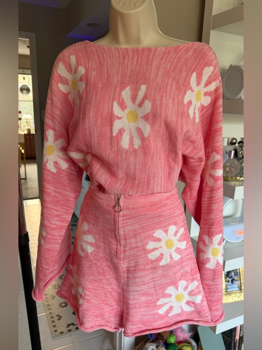 Pink Daisy Knit Two-Piece Set